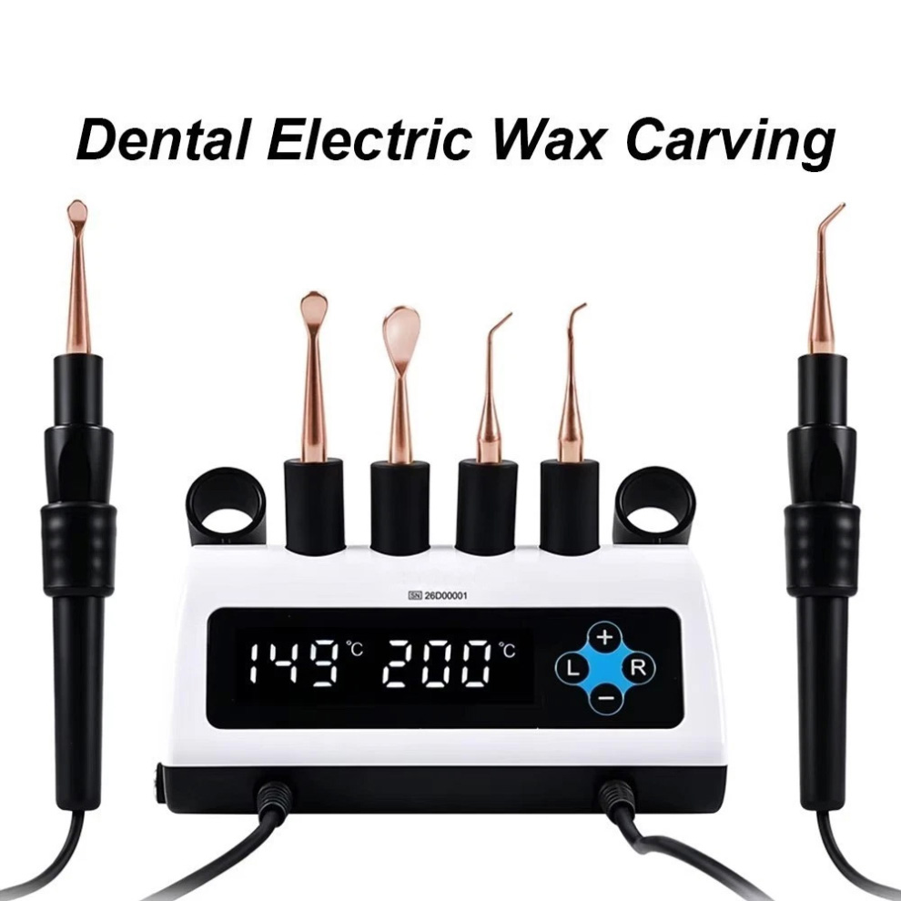 Dental Electric Wax Carver Dual Pen 100-200&deg;C Digital Wax Carving Unit with 6 Tips